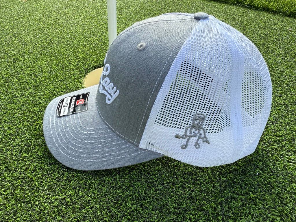 Golf is so Easy / Angry Guy Trucker Hat - Heather Grey / White