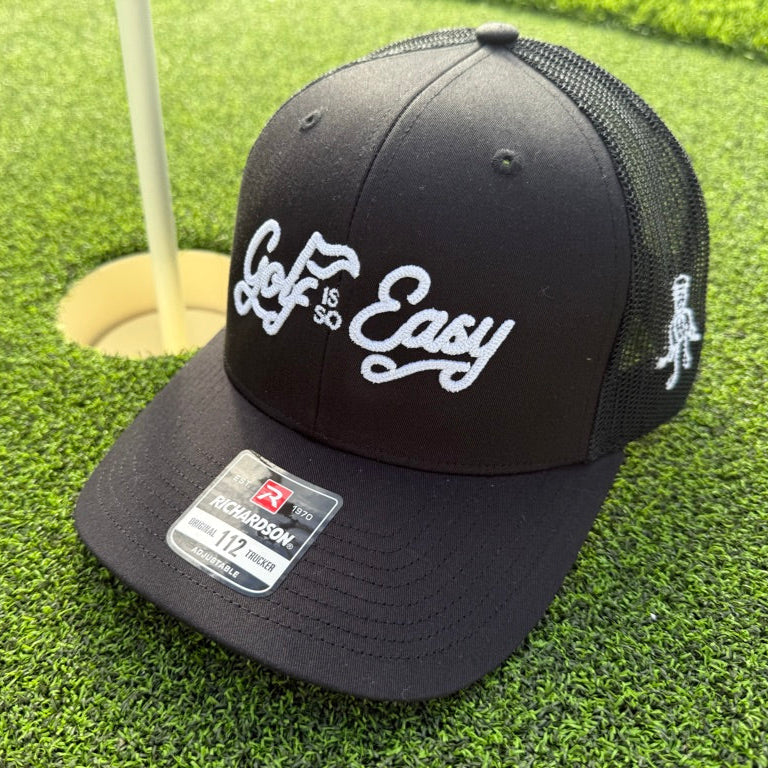 Golf is so Easy / Angry Guy Trucker Hat - Black / White